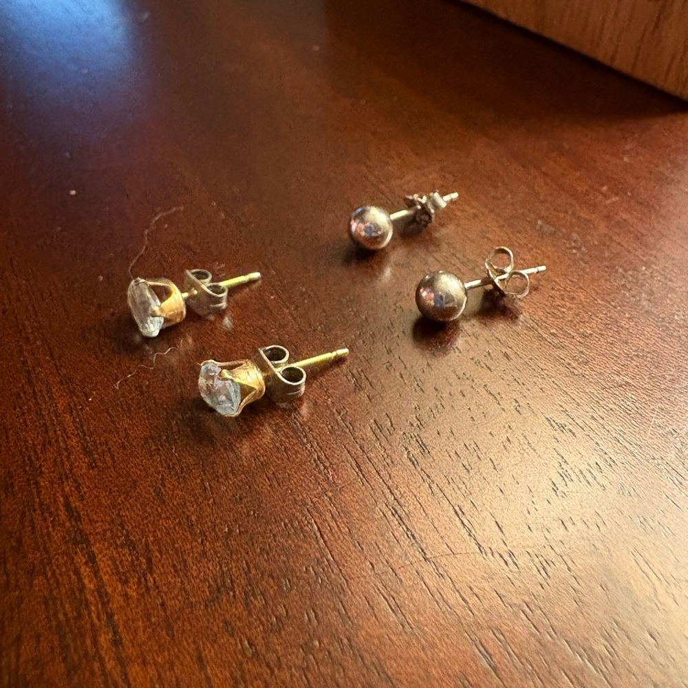 Chic Gold and Silver Stud Earrings
